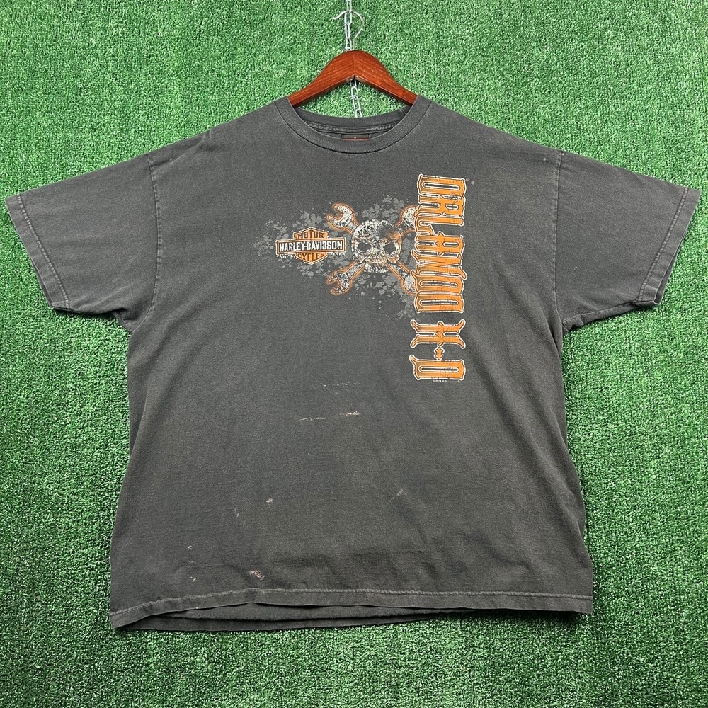 Harley-Davidson T-Shirt Mens 2XL Faded Black Skull Florida Graphic Biker Modern